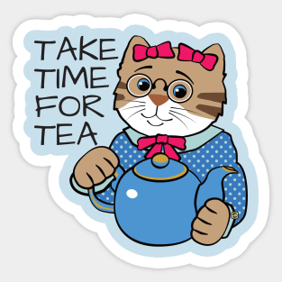 Take Time for Tea Cat Sticker